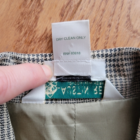 Austin Reed Plaid Taupe Silk Blend Core Blazer Jacket 6 Vintage - Picture 5 of 13